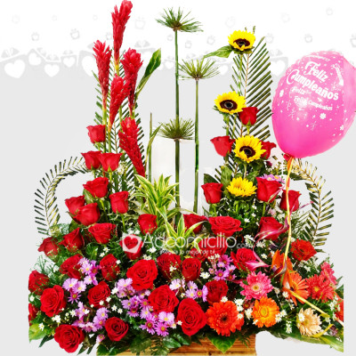 Arreglo Floral Grande Con Rosas Y Girasoles A Domicilio En Cali 