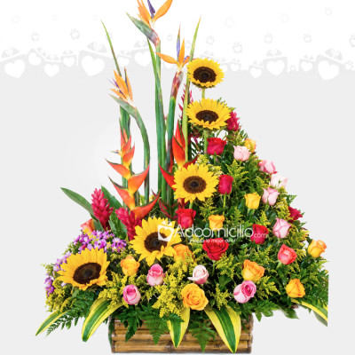 Arreglo Floral Con Girasoles Y Rosas A Domicilio En Cali 