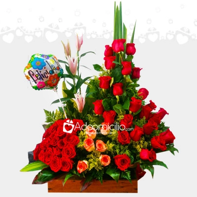Arreglo Floral Con Rosas Y Lirios A Domicilio En Cali 