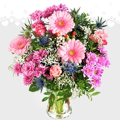Jarrón Con Flores En Tonos Rosados A Domicilio En Cali 