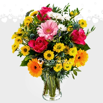 Mix Del Flores Coloridas En Jarrón A Domicilio En Cali 