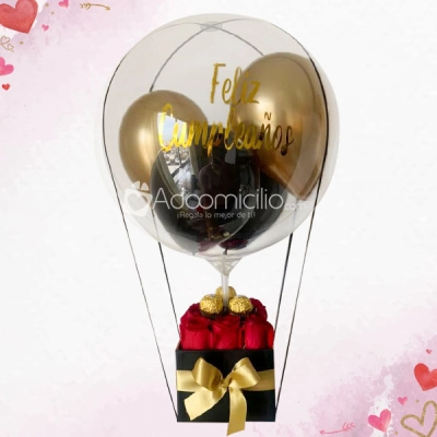 Caja De Rosas, Chocolates y Globo Burbuja Regalos De Cumpleaños A Domicilio En Armenia Pedido Con Un Dia De Anticipado