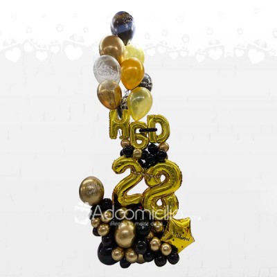 Arreglo De Globos tipo Balloon Bouquet Black and Gold