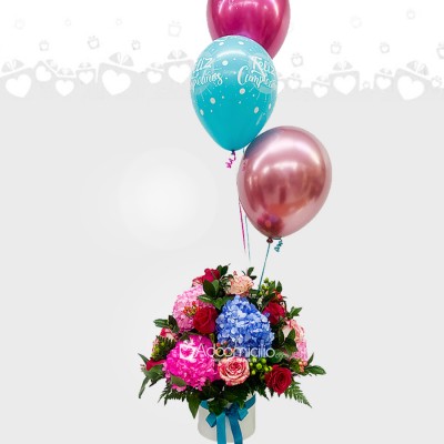 Arreglo Floral Con Globos A Domicilio En Cali Pedido Con Dos Días De Anticipación 