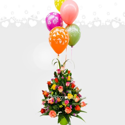 Arreglo Floral Con Globos A Domicilio En Cali Pedido Con Dos Días De Anticipación 