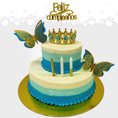 Torta De Dos Pisos Con Mariposas A Domicilio En Cali Pedido Con Dos Días De Anticipación 