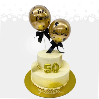 Torta De Cumpleaños Con Globos Decorativos A Domicilio En Cali Pedido Con Dos Días De Anticipación 