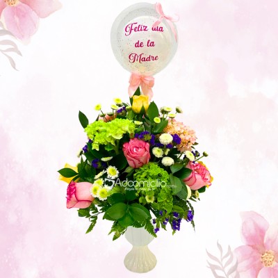 Arreglo Floral Con Globo Para Mamá A Domicilio En Cali Pedido Con Un Día De Anticipación 