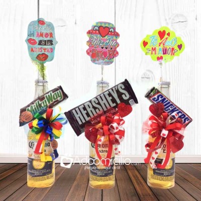 Regalos de Amor y Amistad Cali Unidad Cerveza decorada con chocolate.