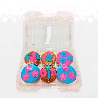 Flores Para Un Feliz Día Estuche De Cupackes x 6 A Domicilio En Cali