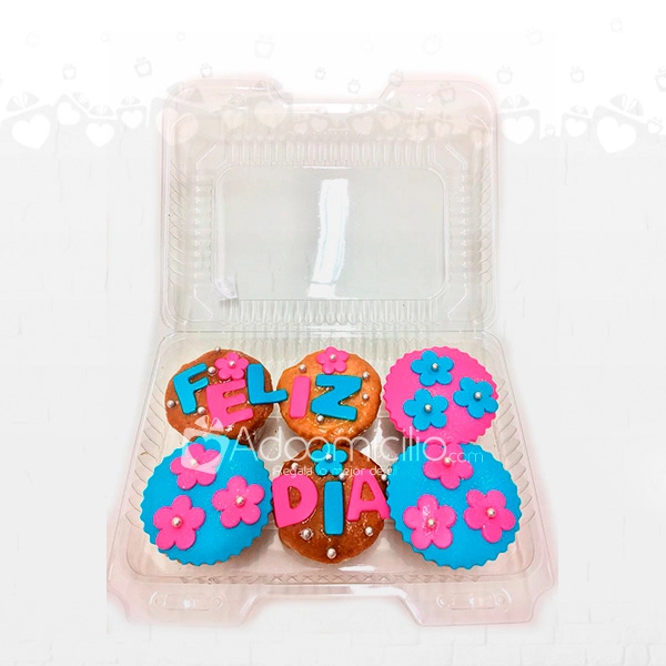 Flores Para Un Feliz Día Estuche De Cupackes x 6 A Domicilio En Cali