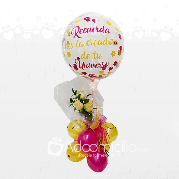 Globo Burbuja Personalizado con Flores a Domicilio en Cali