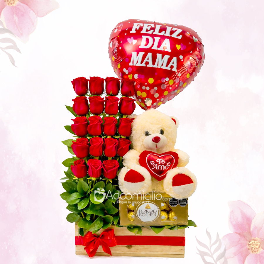 Rosas Con Peluche Y Chocolates Para Mamá A Domicilio En Medellín 
