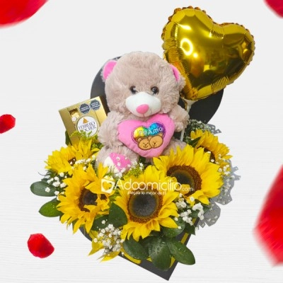 Girasoles Y Peluche Para Amor Y Amistad A Domicilio En Medellín Pedido Con Un Día De Anticipación 