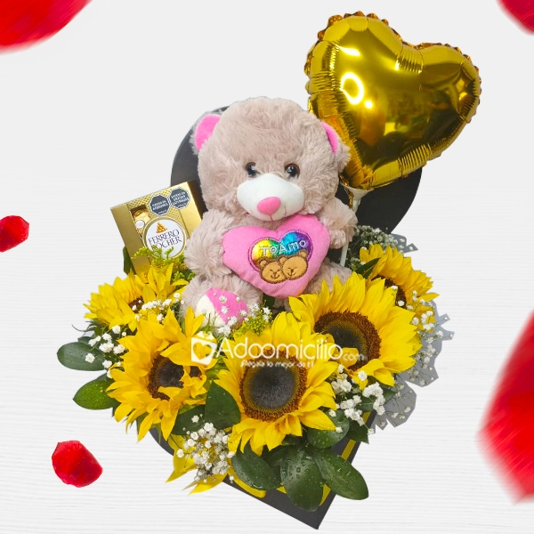 Girasoles Y Peluche Para Amor Y Amistad A Domicilio En Medellín Pedido Con Un Día De Anticipación 