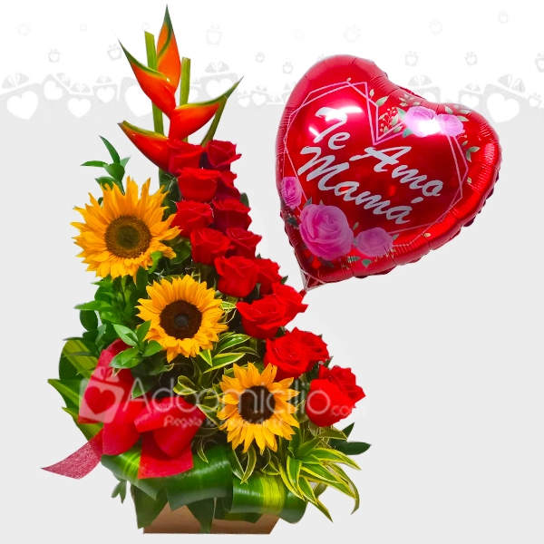 Ramo De Rosas Y Girasoles Te Amo Mamá A Domicilio En Medellín 