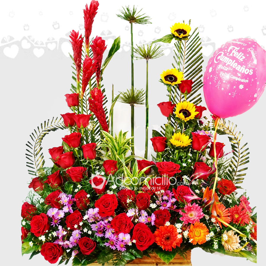 Arreglo Floral Grande Con Rosas Y Girasoles A Domicilio En Cali 