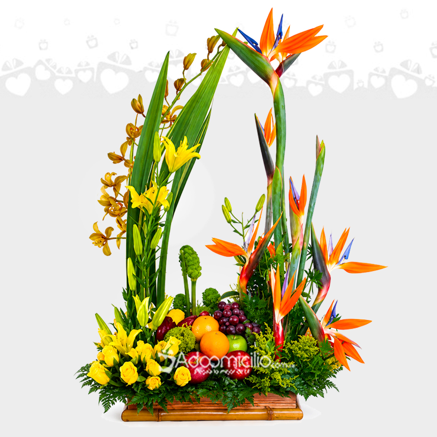 Arreglo Floral Exótico Con Frutas A Domicilio En Cali 