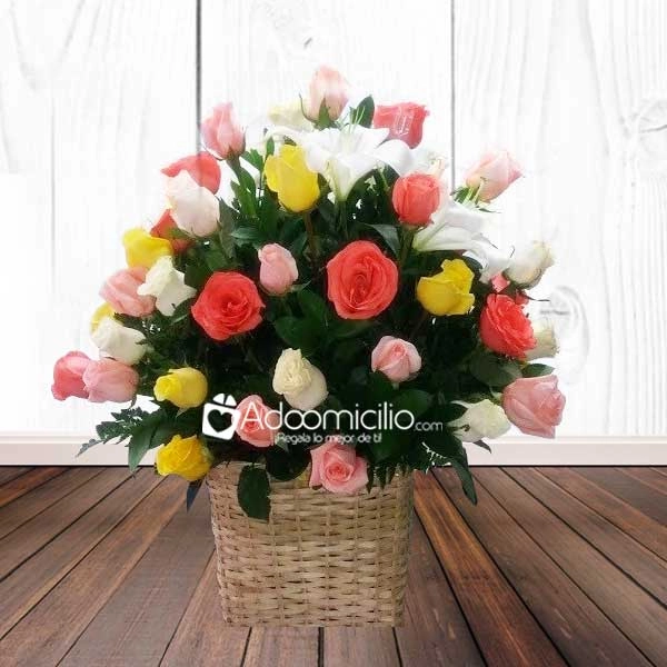 Arreglos florales Cali Arreglo redondo en canasta