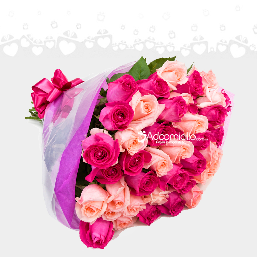 Bouquet De Rosas Fucsias Y Rosadas A Domicilio En Cali 