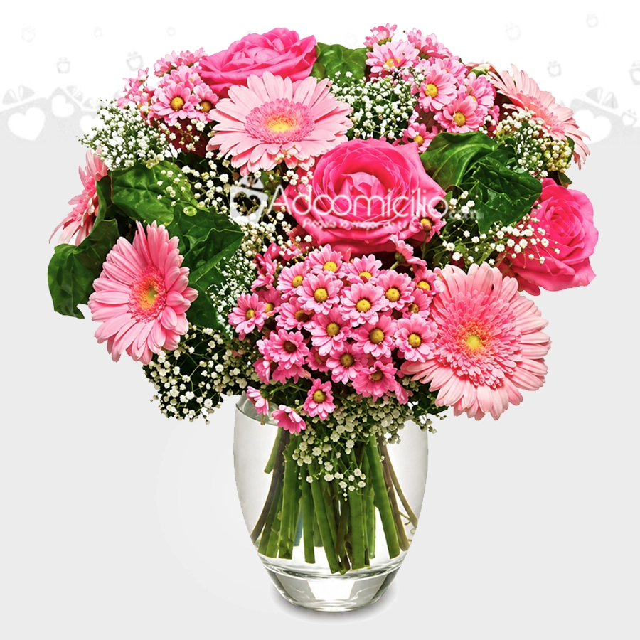 Jarrón Con Flores Rosadas A Domicilio En Cali 