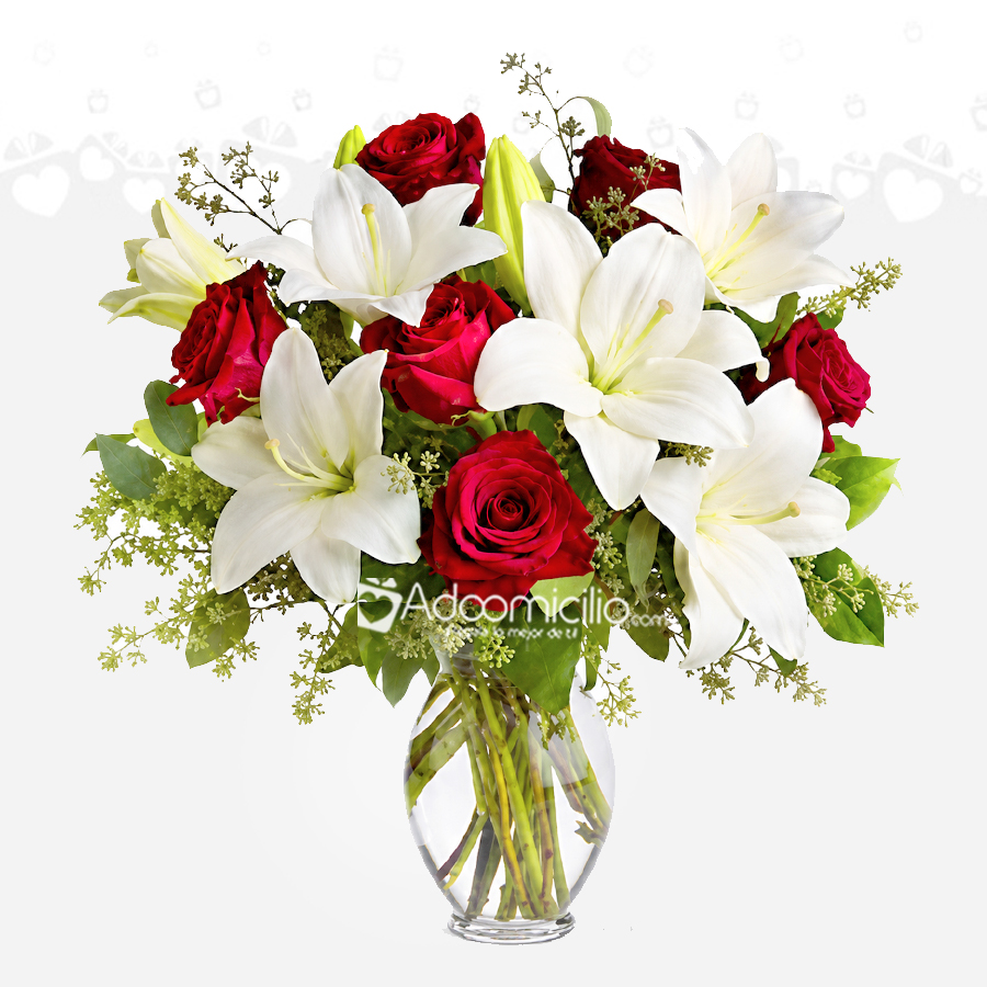 Lirios Y Rosas Rojas En Florero A Domicilio En Cali 