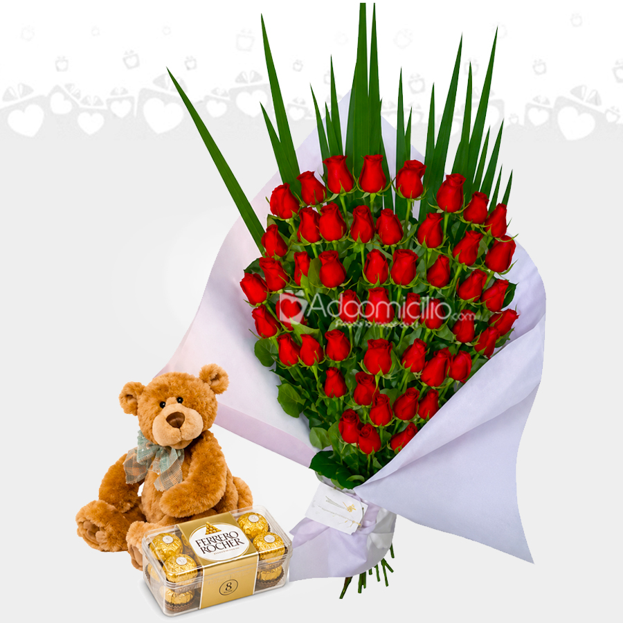 Peluche Con Rosas Y Chocolates A Domicilio En Cali 