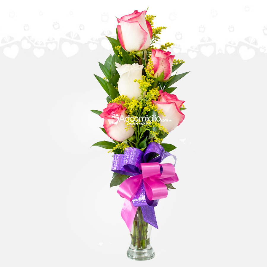 Solitario Con 5 Rosas A Domicilio