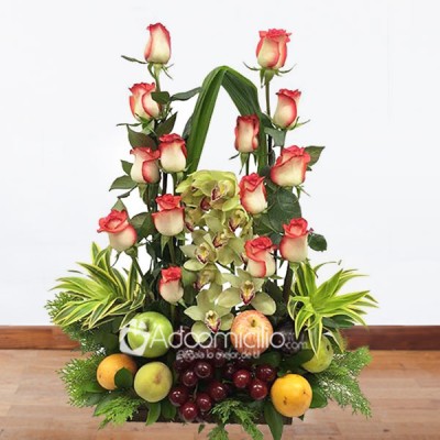 Flores  Bogota Malibu con frutas y rosas