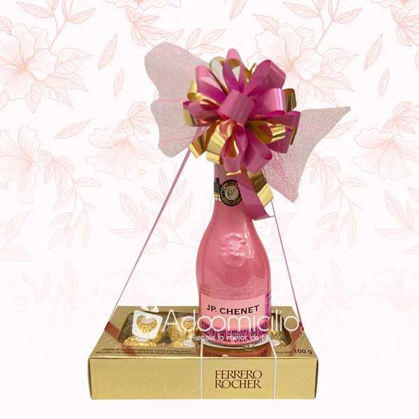 Detalle Botella Mini Champán con Chocolates Regalos Dia de la Mujer a Domicilio en Bogotá