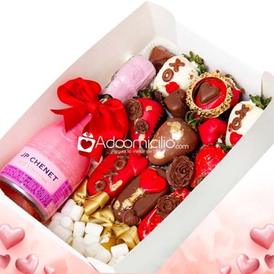 Fresas Con Chocolate y JP Chenet Regalos San Valentin A Domicilio En Medellin Pedido Con 1 Dia De Anticipado