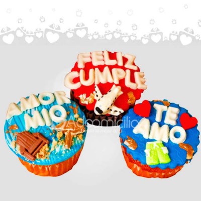 Cupcakes X3 Feliz Cumple Mi Amor A Domicilio En Medellín Pedido Con 1 Día De Anticipación 