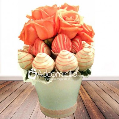 Flores Medellin Rosas y fresas Pedido con 1 dia anticipado 