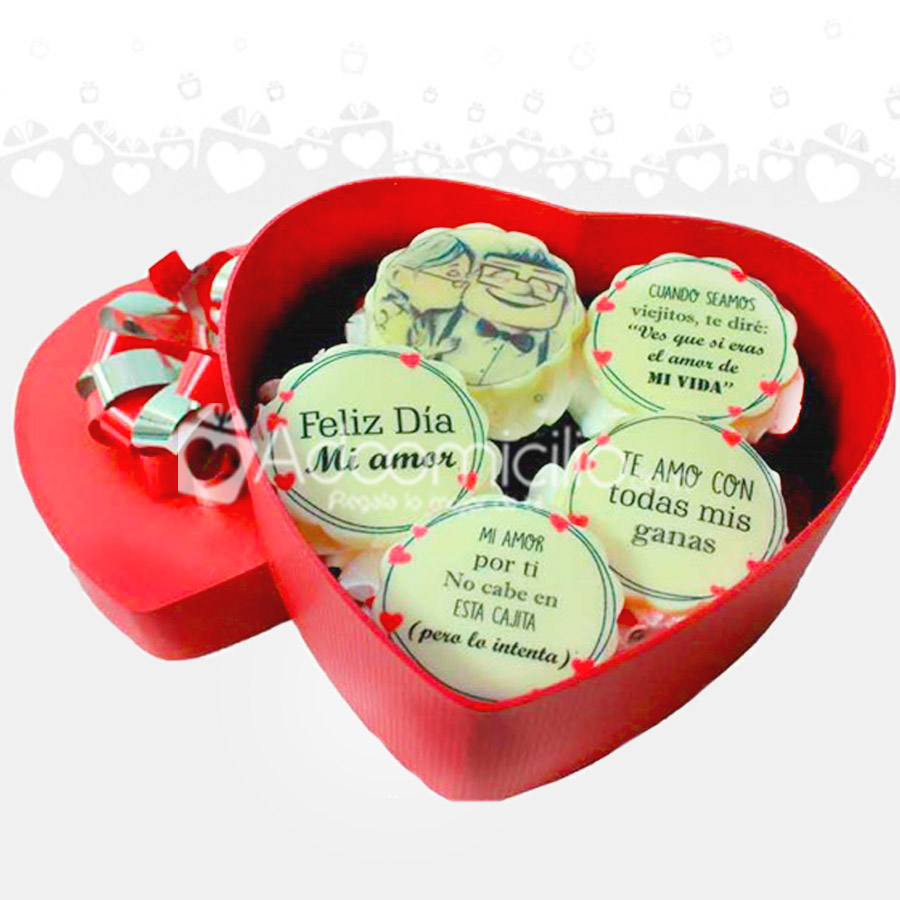 Regalos de Amor y Amistad Medellin Cupcakes Caja Corazón pedido con un día de anticipación