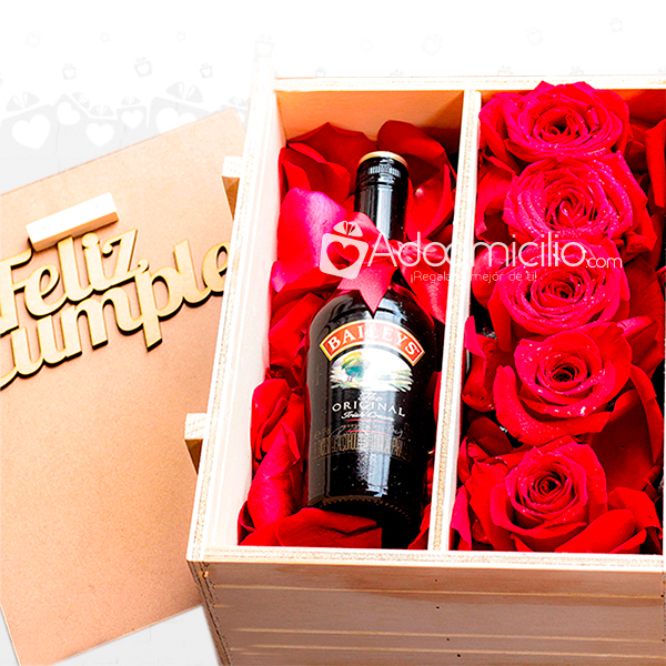 Caja De Rosas Con Baileys Regalos De Amor A Domicilio En Medellin Pedido Con Un Dia De Anticipación