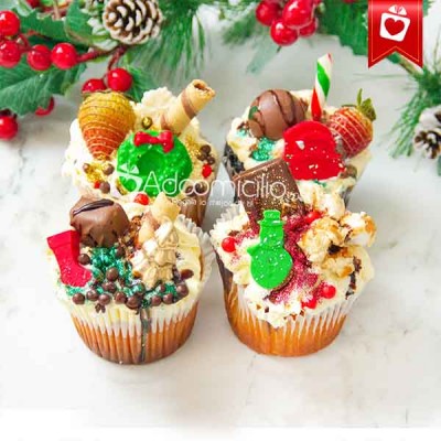 Delicia Navideña Cupcakes x4 Regalos Navideños A Domicilio En Medellin Pedido Con Un Dia De Anticipación