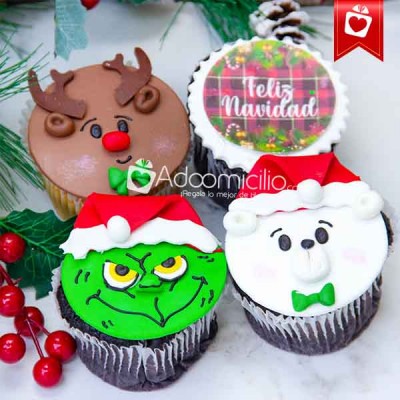 Cupcakes Navidad x 4 Regalos A Domicilio En Medellin Pedido Con Un Dia De Anticipación