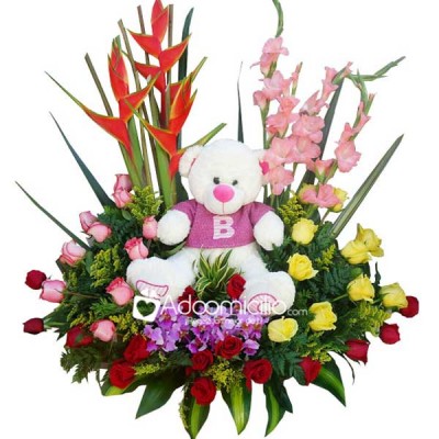Jardinera Peluche Flores a domicilio en Cali