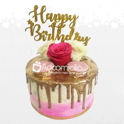 Cupcakes a domicilio en popayan Happy Birthday macarrones y rosas ½ libra