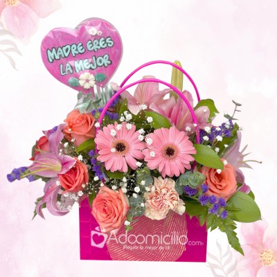Arreglo Floral Con Rosas Y Gerberas Para El Día De La Madre A Domicilio En Bogotá Pedido Con Un Día De Anticipación 