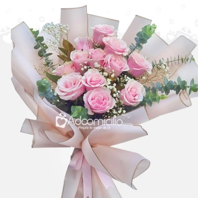Bouquet De Rosas Rosadas A Domicilio En Bogotá Pedido Con Un Día De Anticipación 