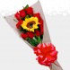 Bouquet de rosas  rojas con girasol