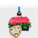Regalo En San Valentin Caja de Rosas con Chocolates y Vino