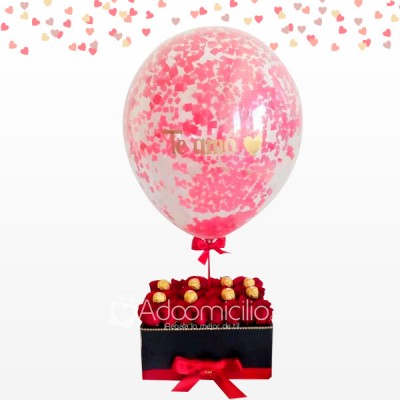 Combinación Perfecta Caja De Rosas Con Chocolates Y Globo Personalizado Regalos Para Amor Y Amistad A Domicilio En Cali