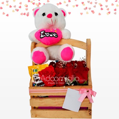 Osito Amoroso Regalos Para Amor Y Amistad Caja De Rosas Con Chocolates Y Peluche A Domicilio En Cali