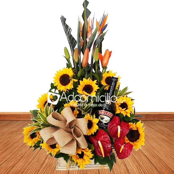 Arreglo Floral Con Girasoles Y Baileys A Domicilio En Cali 