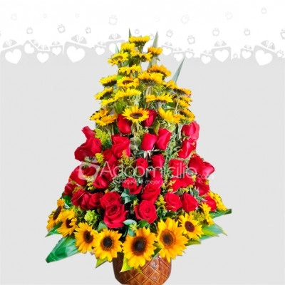  Arreglos Florales En Cali Arbolito De Girasoles Y Rosas