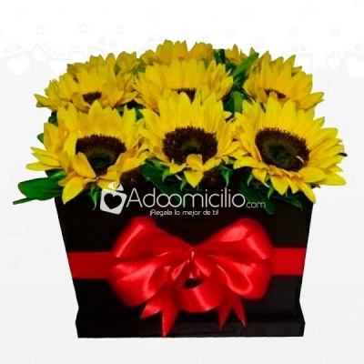 Caja De Girasoles x 9 Unidades Para Mamá A Domicilio En Cali