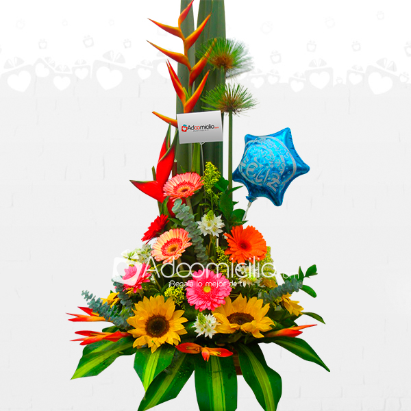 Arreglos Florales Para Conquistar Gerberas Con Girasoles Y Globo A  Domicilio En Pereira