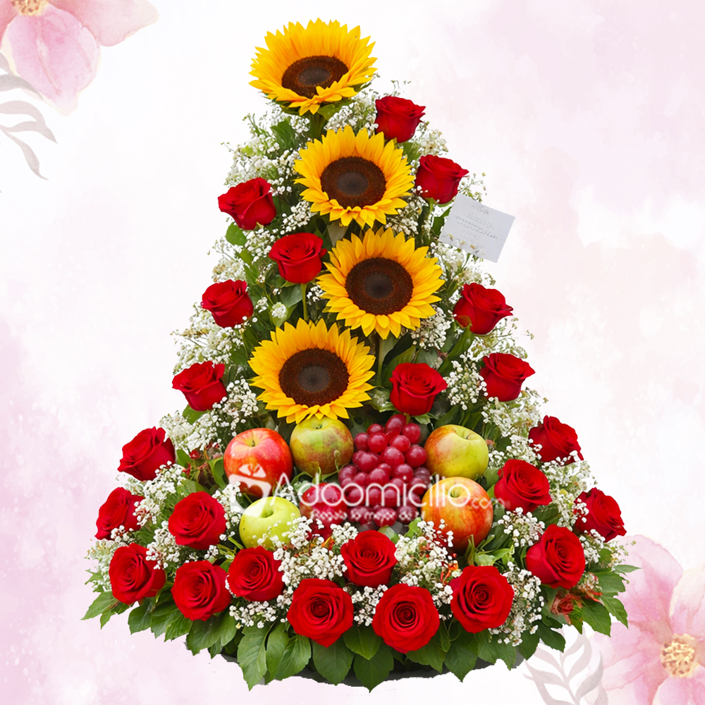 Arreglo Floral De Rosas y Frutas Para Mamá A Domicilio En Pereira Pedido Con Un Día De Anticipación